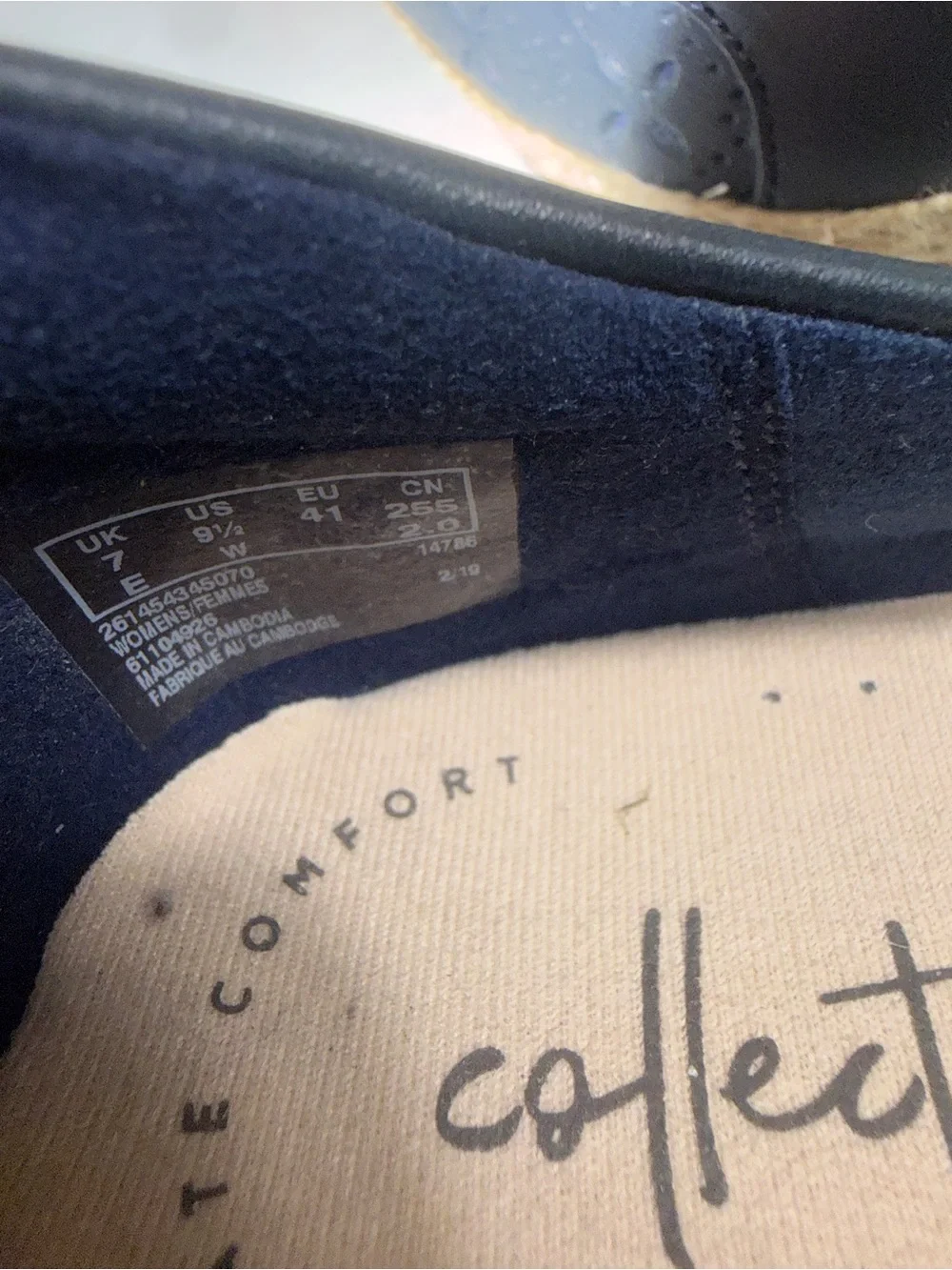 Nwot isClarks Collection Danelly Adira Navy Leather Espadrille Flats - Size 9.5